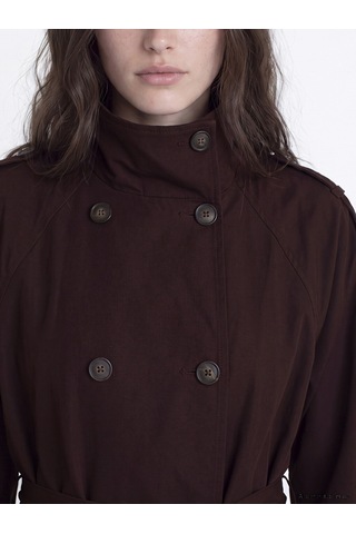 Lcw Modest Bordo Dik Yaka Kuşaklı Kadın Trençkot