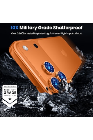 Apple Uyumlu   iPhone 17 Pro Max / 17 Pro Kozmik Turuncu Metal Çerçeveli Cam Kamera Lens Koruyucu Metal Aparatlı