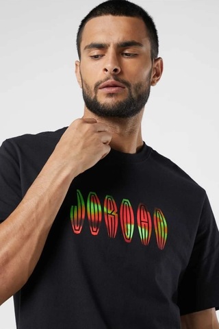 Nike Jordan Mvp Flight Remix Ss Crew Mens Tee Erkek Günlük Pamuklu Tişört Siyah Siyah