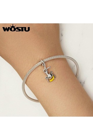 Novahub 925 Ayar Gümüş Maymun Muz Charm Boncuk Kolye Bilezik İçin Gümüş