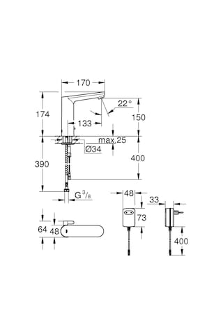 Grohe 36421000 Eurosmart Cosmopolitan Fotoselli Lavabo Bataryası