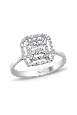 0.25 Ct. Modern Tasarım Çift Sıra Baget Pırlanta Yüzük