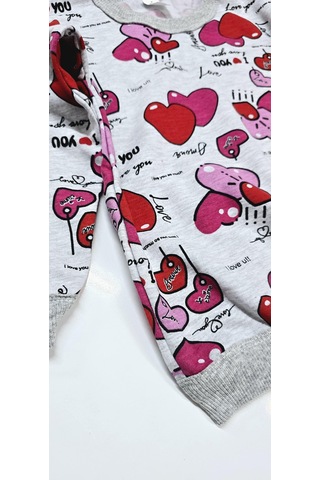 Kalpli Kız Çocuk Pijama Takım Gri