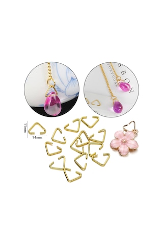 T Toptancı Anahtarlık Montaj Halkası Üçgen Takı Bağlantı Halkası 14x11 Mm 100 Adet Gold Altın