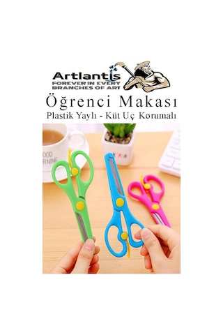 Yeşil Öğrenci Makası 1 Adet Plastik Yaylı Küt Uç Korumalı Okul Makası Çocuk Makası Okul Öncesi Kreş Ana Sınıfı