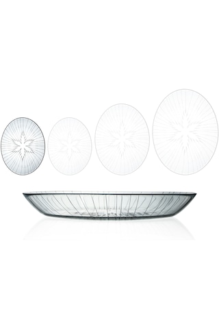 Decocia 2 Adet 25cm Oval Cam Salata Sunum Tabağı Vega Desenli