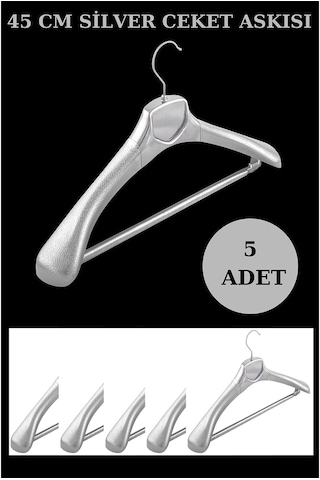 5 Adet A Kalite Gümüş Kaplama Plastik Ceket Askısı Elbise Askısı Gümüş