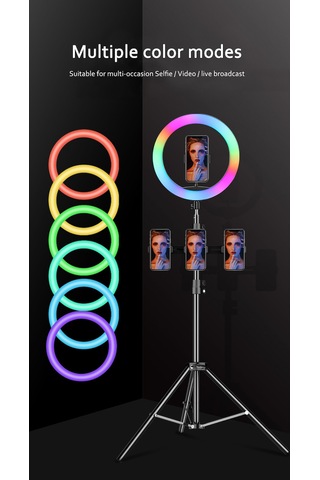 14" Rgb Ring Light Güzellik Salonu Ortam Işığı Yayıncı Işığı Ring Light Sürekli Aydınlatma 2 M Stand Rgb