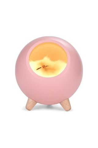 Yeiuyi7 Kedi Bebek İle Yatak Odası Dekorasyon Kedi Evi Şekli Gece Lambası Pembe