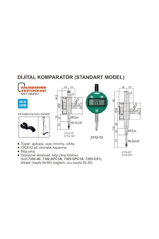 Insize 2112-10  Dijital Komparatör | Kulaklı Kapak |