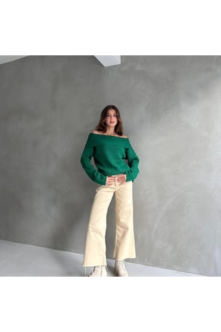 Madonna Yaka Triko Kazak Yeşil