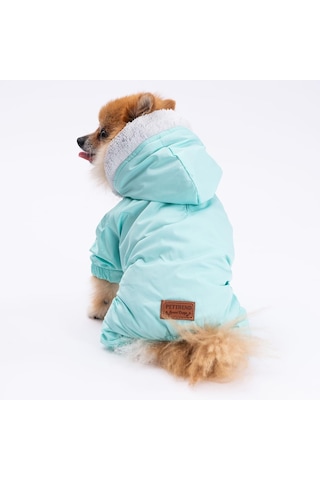 Pettrend Mint Kürklü Tulum Küçük Irk Köpek Yağmurluğu