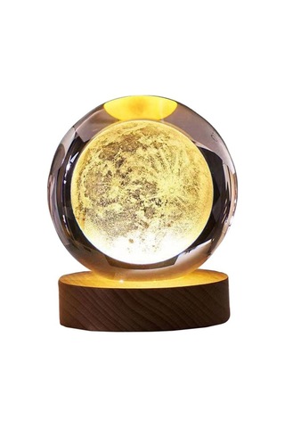Prestigegoods Ay Lambası Galaksi Işığı 3 İnç 7 Renk Değiştiren Şeffaf Kristal Led Ay Işığı U Çok Renkli