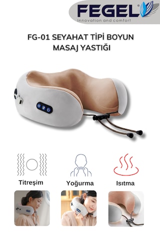 Fg-01 Seyahat Tipi Masajlı Boyun Yastığı Bej Bej