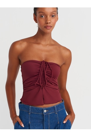 Dilvin 31984 Büzgülü Top-bordo Bordo