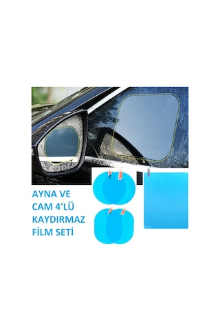 4lü Araç Yan Ayna Cam Yağmur Kaydırma Film Su Kaydırıcı Film Seti
