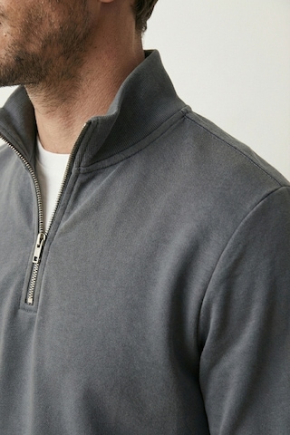Elemge Pamuklu Erkek Sweatshirt Antrasit Soft Touch Relax Fit Yarım Fermuarlı Dik Yaka 3 Iplik Nefes Alan