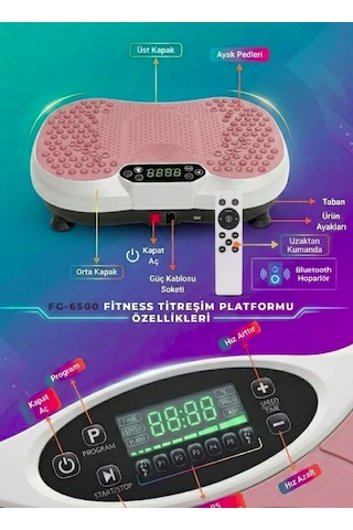 Fegel Fg-6500 Titreşimli Fitness Platformu 99 Hız Seviyesi & Hoparlörlü Egzersiz Aleti / Pembe Renk