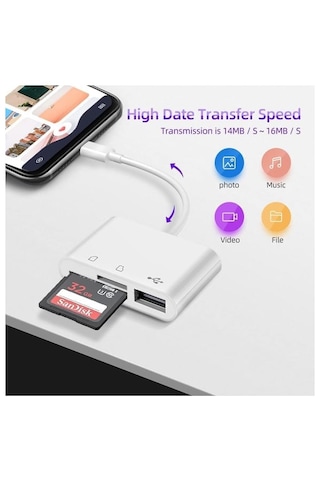 Type-c To Sd/micro Sd + Usb Kart Okuyucu Adaptör