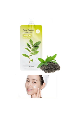 Missha Yeşil Çay Özlü Nemlendirici Uyku Maskesi 10ml Pure Source Pocket Pack Green Tea