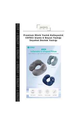 Premium Minik Yastık Kollayastık Coteci Şişme U Boyun Yastığı Seyahat Destek Yastığı