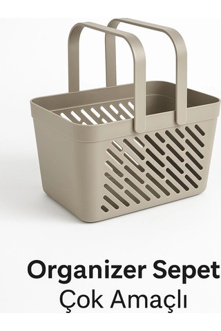 2'li Gri Kulplu Organizer Sepet Mutfak Banyo Düzenleyici Taşıma Seti Çok Renkli
