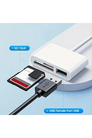 Willowhaven Usb Type C Sd Tf Kart Okuyucu Beyaz İphone Android Windows Laptop Telefon Adaptörü
