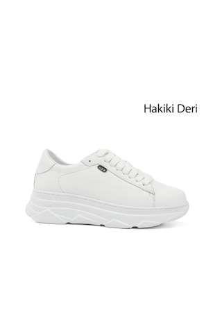 Gönderi(R) Gönderi R Kadın Beyaz Bağcıklı Dolgu Taban Hakiki Deri Sneaker Dyza13424166 Beyaz