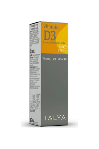 Talya Vitamin D3 İçeren Takviye Edici Gıda Damla 1000 IU 10 ML
