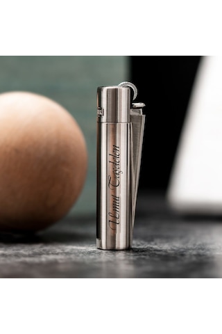 İsme Özel Clipper Metal Çakmak Gümüş