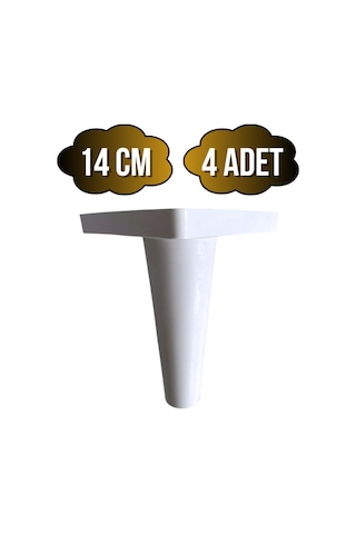 Rüzgar Plastik 14cm Ayak Mobilya Masa Ve Dolap Ayağı 14cm Beyaz 4 Adet Beyaz