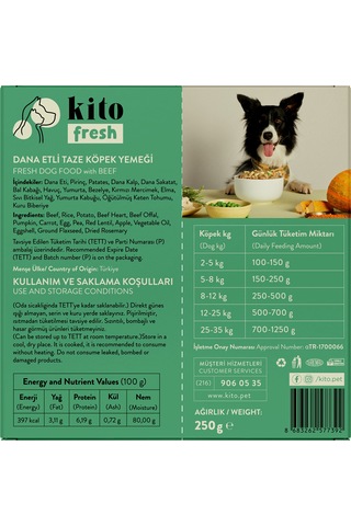 Kito Kuzu Etli Yavru Köpek Maması 2500 G + Kito Fresh Dana Etli Köpek Yemeği 6'lı