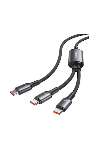 Vention 140w Çift Type-c Çıkışlı 5a Alüminyum Alaşımlı Örgülü İkili Hızlı Şarj Kablosu 1,3m - Siyah