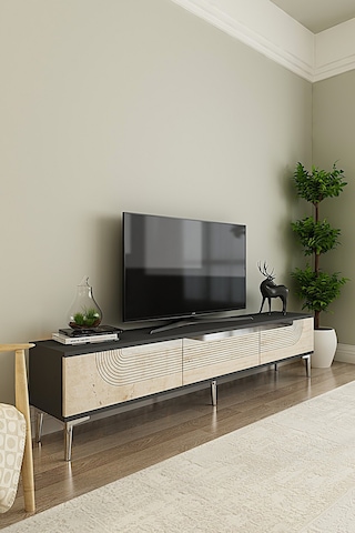 Tsa1805ats - Meyra Tsa180 Tv Stand, Tv Sehpası Ve Tv Ünitesi Antrasit-traverten-sılver 180cm
