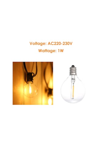 Ac220-230v 1w G40 Yedek Ampuller 3'lü Paket E12 Vida Tabanlı Cam Küre Ampuller Işık Dizisi İç Mekan Dış Mekan Veranda Dekoru Sıcak Beyaz