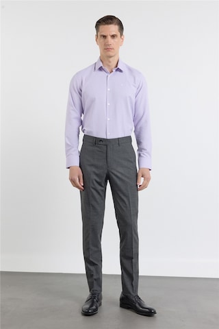 İmza Siyah - Füme Yan Cep Kazayağı Desen Slim Fit Esnek Classic Pantolon 1003255174