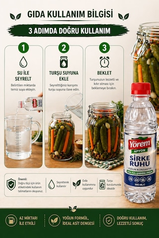 Gülçehre Yörem Afyon Doğanın Saf İksiri Konsantre Sirke Ruhu Asetik Asit 300ml.