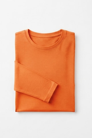 Kiagu Erkek Çocuk Uzun Kollu Basic Düz Tişört %100 Pamuk Bisiklet Yaka T-shirt 2-13 Yaş Turuncu
