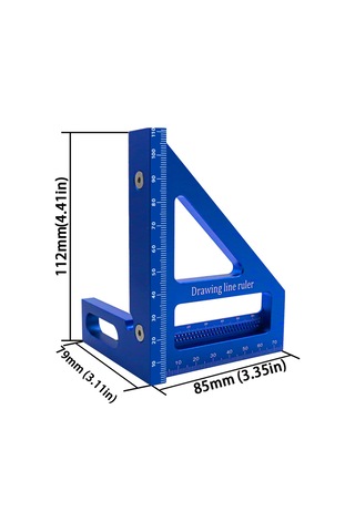 Reedark Alüminyum Ahşapçılık Ölçü Cihazı - 45/90 Derece Açı Ölçümü, Çizim Ve Kalibrasyon İşlevi - Siyah
