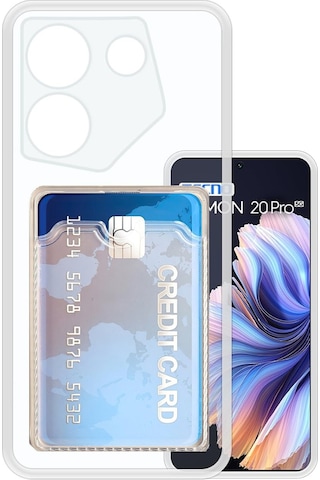 Tecno Camon 20 Pro Kamera Korumalı Kartlıklı Setra Şeffaf Silikon Kılıf