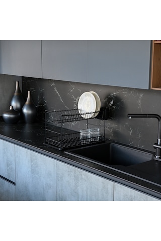 Zensan İki Katlı Modüler Tabaklık Pe Kaplama 50 CM Siyah