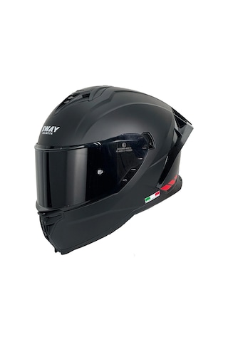 Sway SW 867 Red Strıp Siyah Camlı Motosiklet Kaskı Mat Siyah