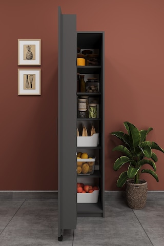 Lüks Çok Amaçlı Kiler Dolabı %100 Mdf Erzak Organizer Mutfak Dolabı Mk19 Koyu Gri