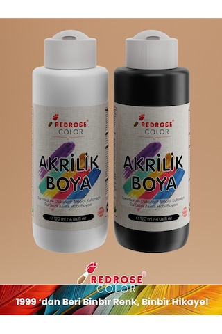 Red Rose Beyaz-siyah Akrilik Boya 2'li Set 2 x 120 ML