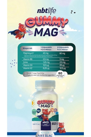 Nbt Life Gummymag Kids 60 Çiğnene Form