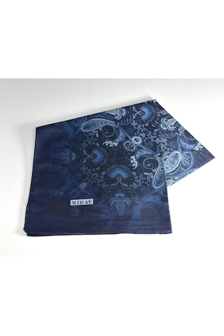 Miray Nevada Büyük Boy Organik Pamuk Eşarp - 120 X 120 - 06453 Lacivert