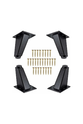 Mufunye 4 Parça Mobilya Ayakları, Alüminyum Metal Eğik Mobilya Ayakları, Dolap Kanepe Masa Şifonyerinin Kanepe Ayaklarının Değiştirilmesi Siyah, 80mm