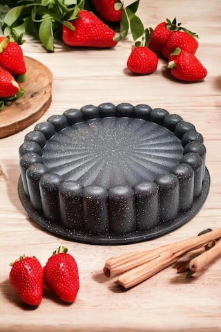Kapris Granit Döküm Tart Turta Kalıbı 26cm Granit Siyah