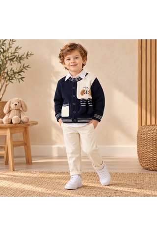 Maxx Kelın Erkek Çocuk Lacivert Krem Triko Hırka Ve Pantolon 3'lü Takım 2-5 Yaş