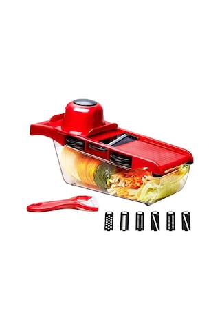 Jialan Mutfak Çok Fonksiyonlu Sebze Kesici Dilimleme Parçalayıcı Kırmızı